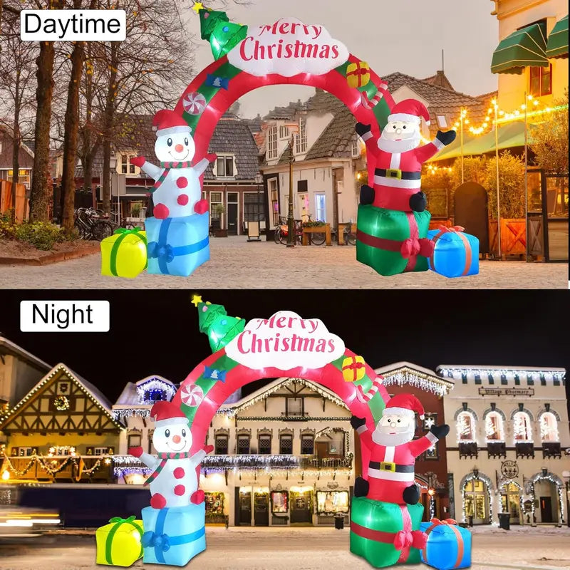 ZXSWONLY 12.5FT Christmas Inflatable Archway with Santa & Snowman, LED Lit, Weather Resistant Polyester for Indoor/Outdoor Holiday Decor