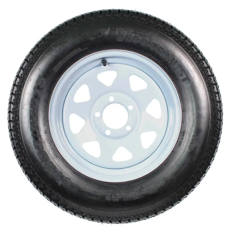 Pair of ST205/75D15 Trailer Tires Mounted on 15-Inch White-Spoked Rims (Load Range C)
