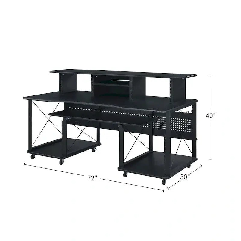 Mobile Rectangular Music Desk – 8 Swivel Casters + Dedicated Keyboard Tray