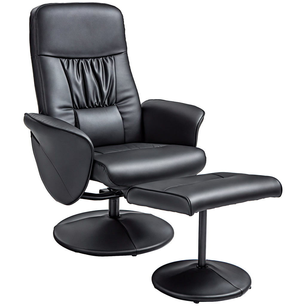 HOMCOM 2-teiliges Sessel-Set Sessel mit Fußhocker Relaxsessel mit Fußhocker, höhenverstellbar, neigbare Rückenlehne, Schwarz