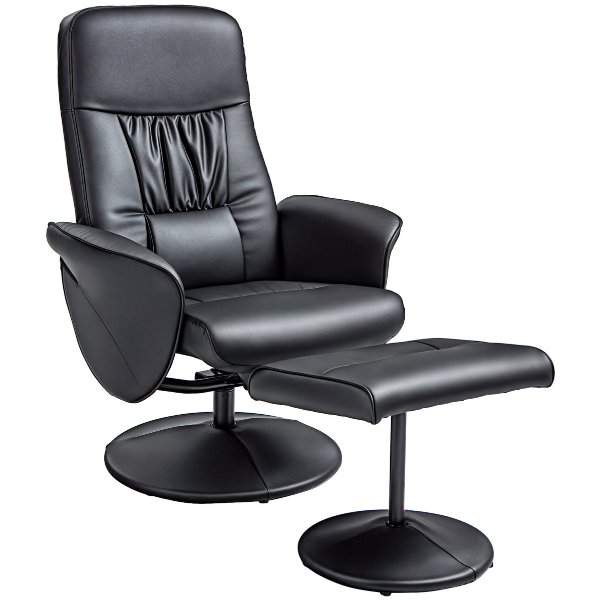 HOMCOM 2-teiliges Sessel-Set Sessel mit Fußhocker Relaxsessel mit Fußhocker, höhenverstellbar, neigbare Rückenlehne, Schwarz