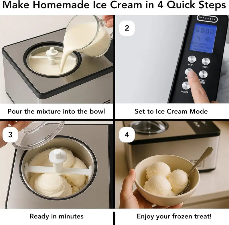 Whynter ICR-300SS Compressor-Powered Rolled Ice Cream Maker – 0.5-Quart Stainless Steel Unit