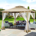 SANOPY 10' x 10' Gazebos for Patios, Gazebo Canopy with 4 Mosquito Netting, Rainproof & Sunscreen Shelter Tent with Double Eaves for Garden Backyard and Deck