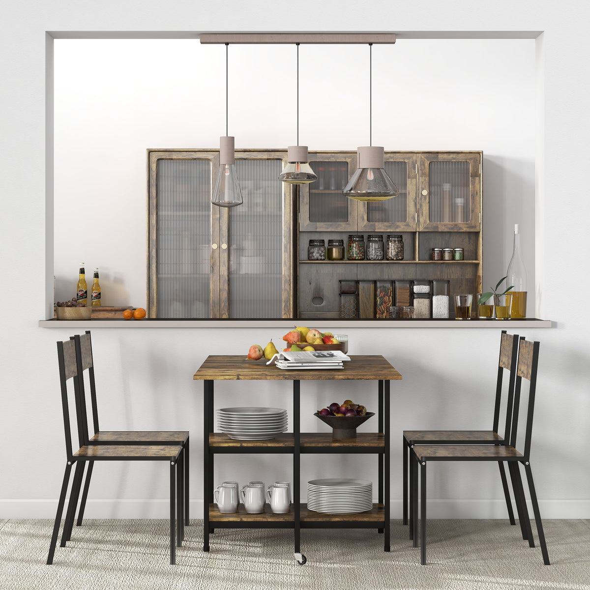 HOMCOM Esstisch Klapptisch klappbarer Esstisch, Industriedesign, 140 cm x 80 cm x 75 cm, Braun + Schwarz