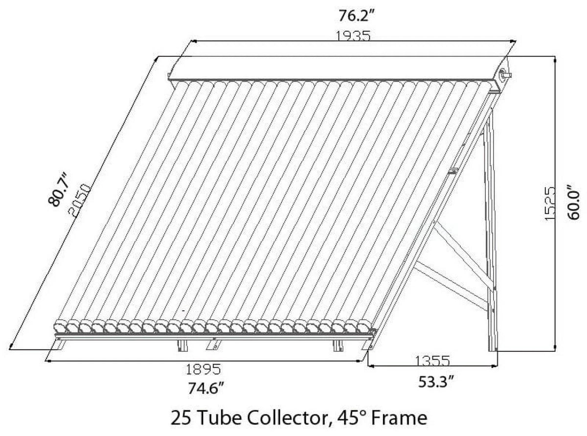 15 Tube Duda Solar Water Heater Collector 37 Frame Evacuated Vacuum Tubes SRCC Certified Hot