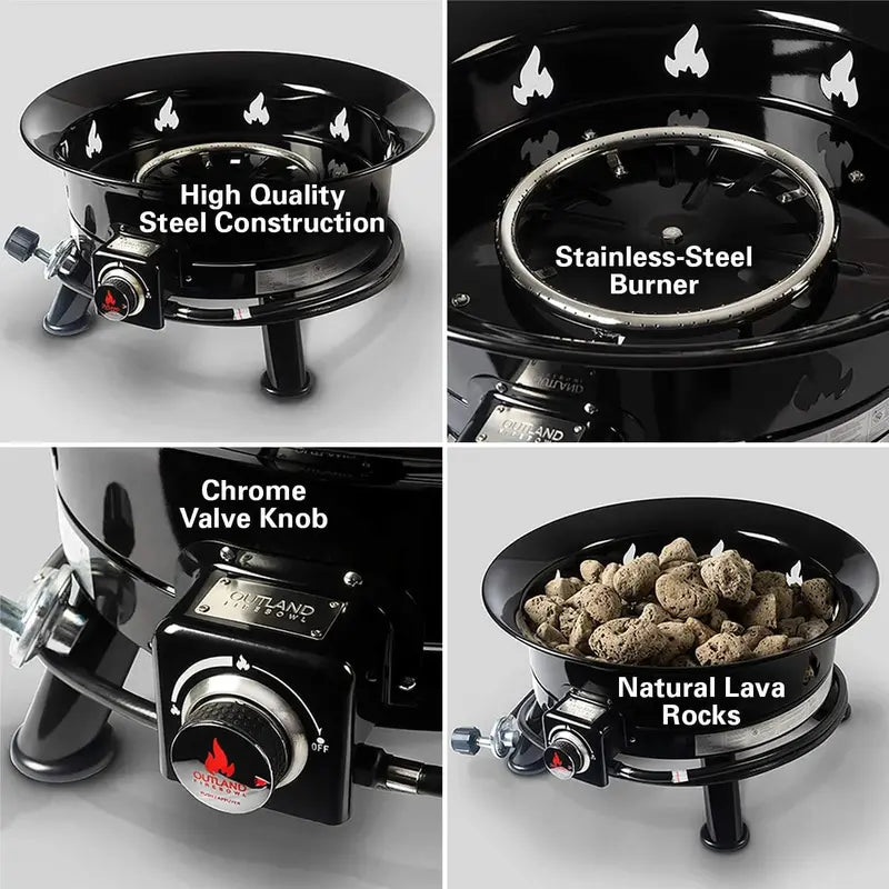 Outland Living Firebowl Deluxe 883 Propane Gas Fire Pit, 58,000 BTU, Portable, Outdoor Camping & Backyard Use