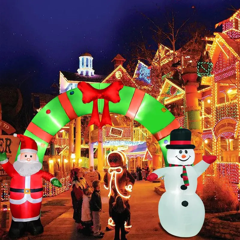 OILCUP 12FT Christmas Inflatable Archway with Santa & Snowman, Built-in LED Lights for Indoor/Outdoor Holiday Decor