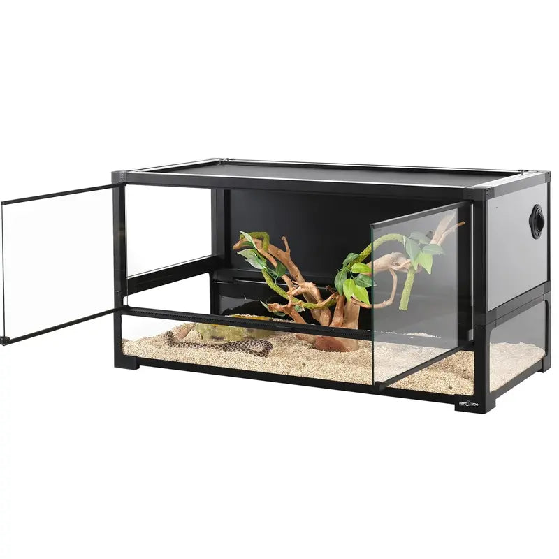 REPTI ZOO 40-Gallon Glass Terrarium – Tempered Front Panel, Foldable Frame, Ideal for Snakes & Lizards (2026)