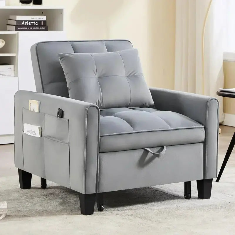 Velvet 3-in-1 Sleeper Chair – Compact Pull-Out Sofa Bed with Luxe Upholstery