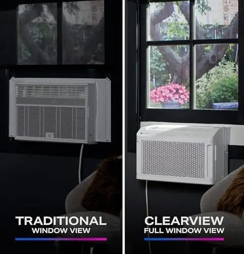PHNT10CC Clearview Inverter Window AC – 10,300 BTU, Full-View Design for Medium Rooms (up to 450 sq ft), Energy-Efficient & Quiet Operation, White