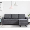 Walsunny L-Shaped Convertible Sectional Sofa – Linen Fabric, Reversible Ottoman, Space-Saving Modular Design