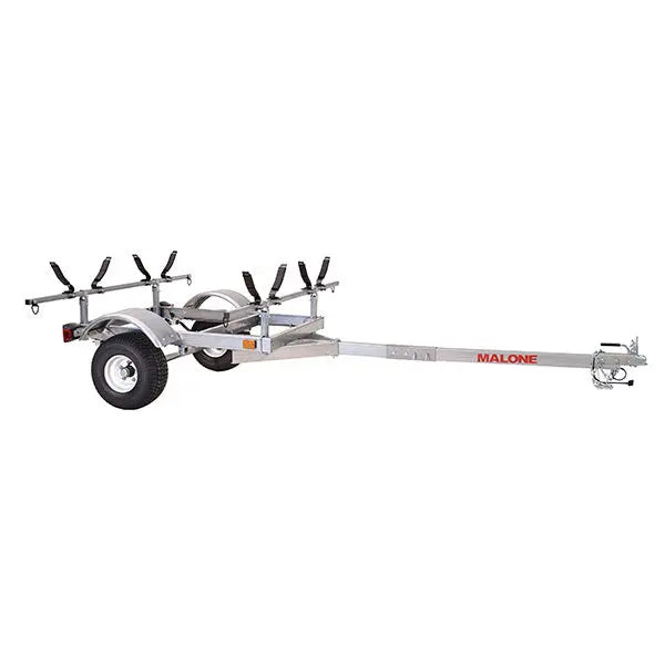 Malone LowMax 2 Galvanized Kayak Trailer – 600 lb Capacity, J/V Rack System, LED Lighting, Made in USA