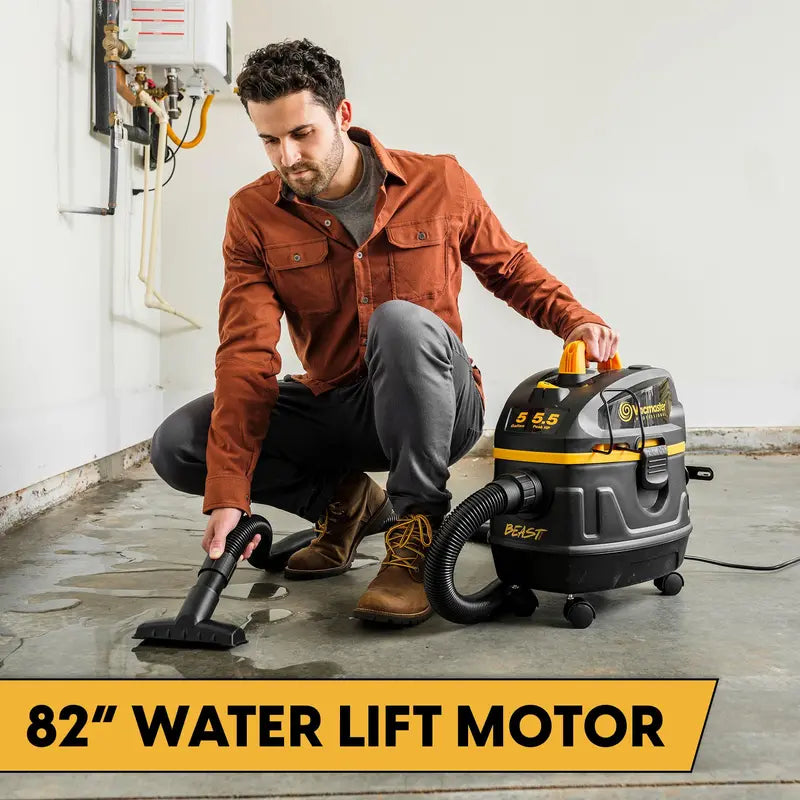 Vacmaster 5-Gallon 5.5 Peak HP Wet/Dry Vacuum with High-Performance Motor and 9 Accessories