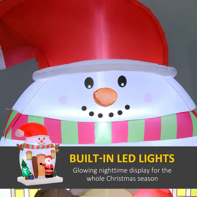 Outsunny 7.5FT Inflatable Christmas Set with Santa, Snowman, House & LED Lights – Indoor/Outdoor