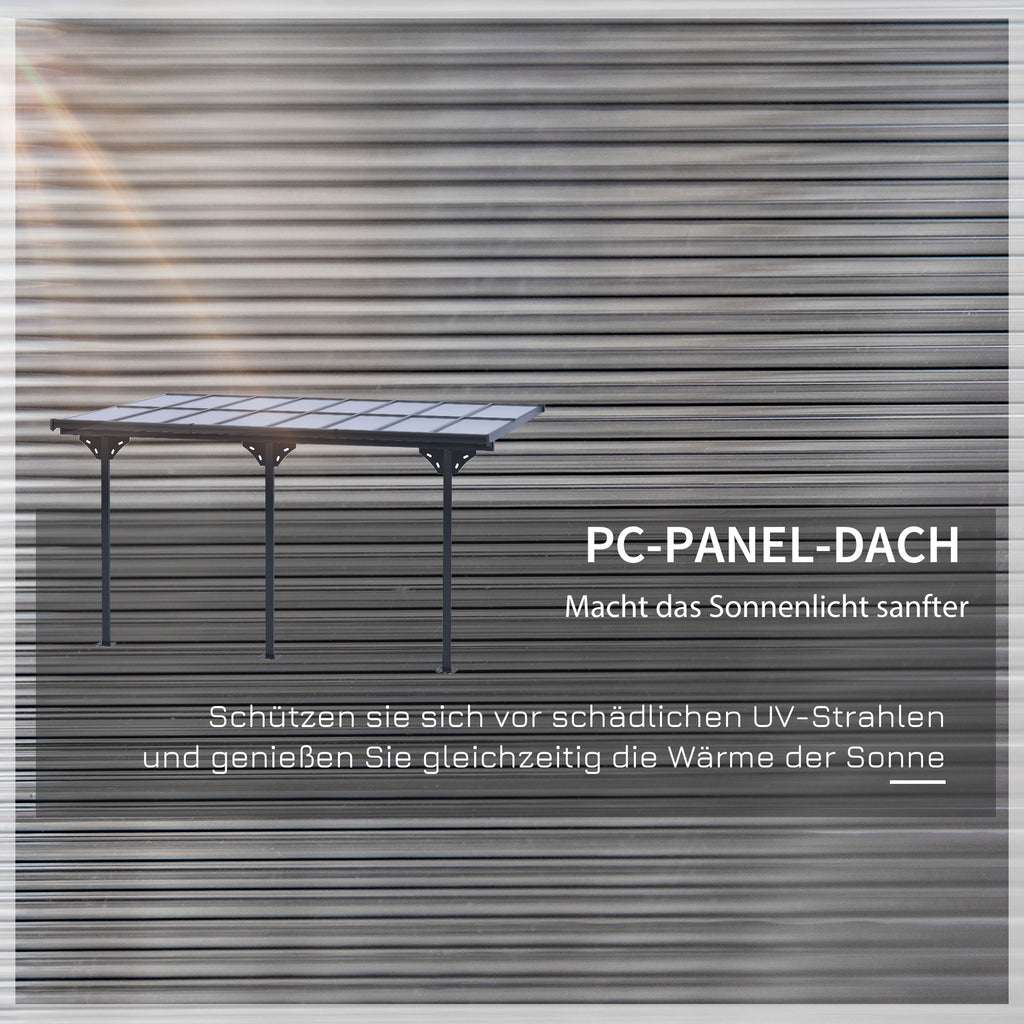 Outsunny Pergola Pavillon  4.35 x 3.02 m Gartenpavillon Überdachung Zelt 231-250 cm höhenverstellbar Sonnenschutz Terrassendach Anbaupavillion Aluminium Grau