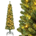 Slender Pre-Lit Pencil-Style Christmas Tree for Compact Home or Office Spaces