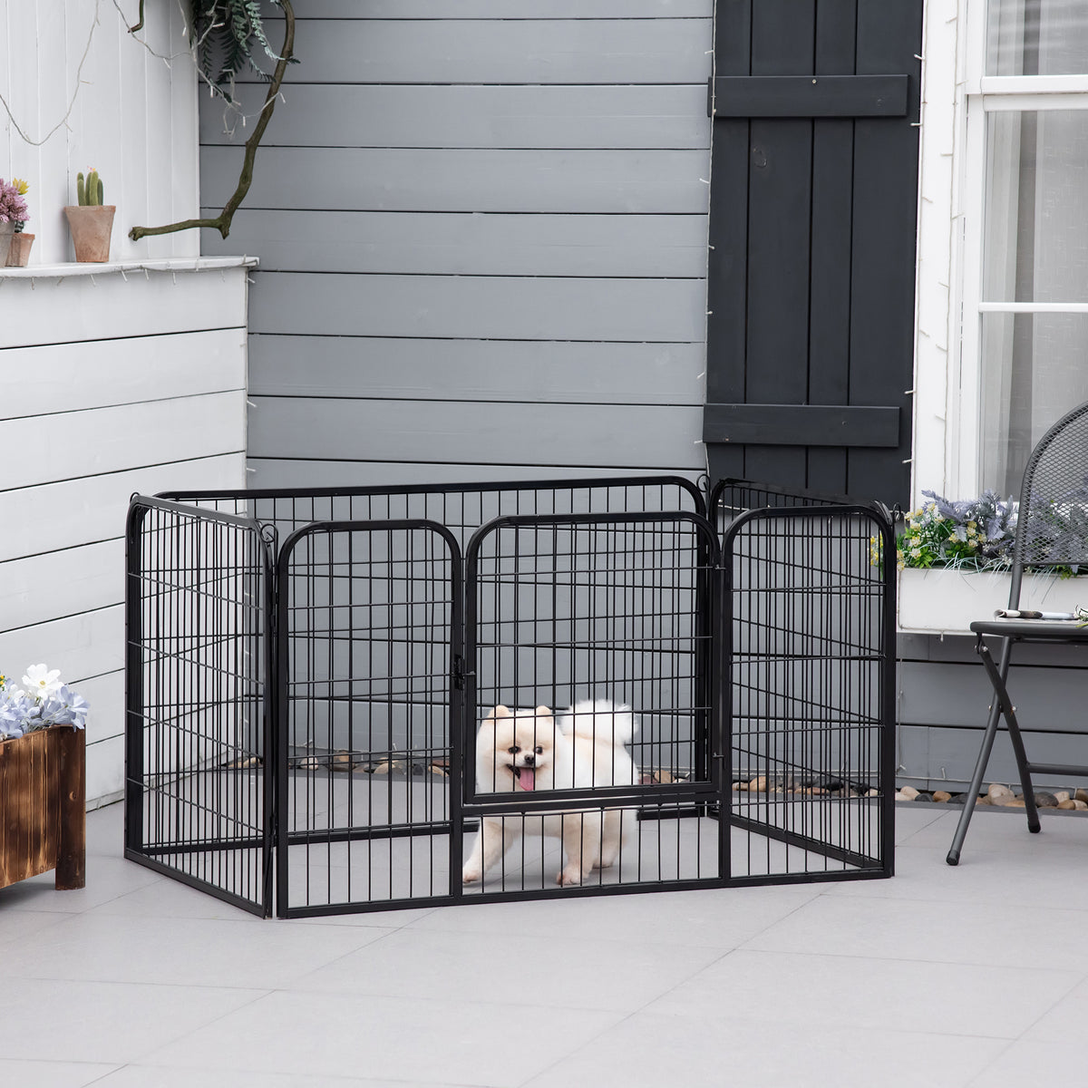 PawHut Welpenauslauf, klappbar, 1 Tür,  129 cm x 84 cm x 70 cm Schwarz