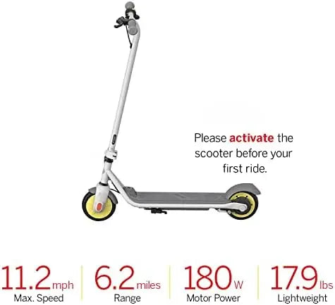 Segway Ninebot C2 Pro eKickScooter – Electric Scooter for Kids 6-14, Adjustable Handlebar, 132 lbs, UL-2272 Certified, Cruise Mode