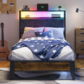 OLEVS Single Metal Platform Bed – LED-Lit Headboard with USB-C Charging Ports and Underbed Storage