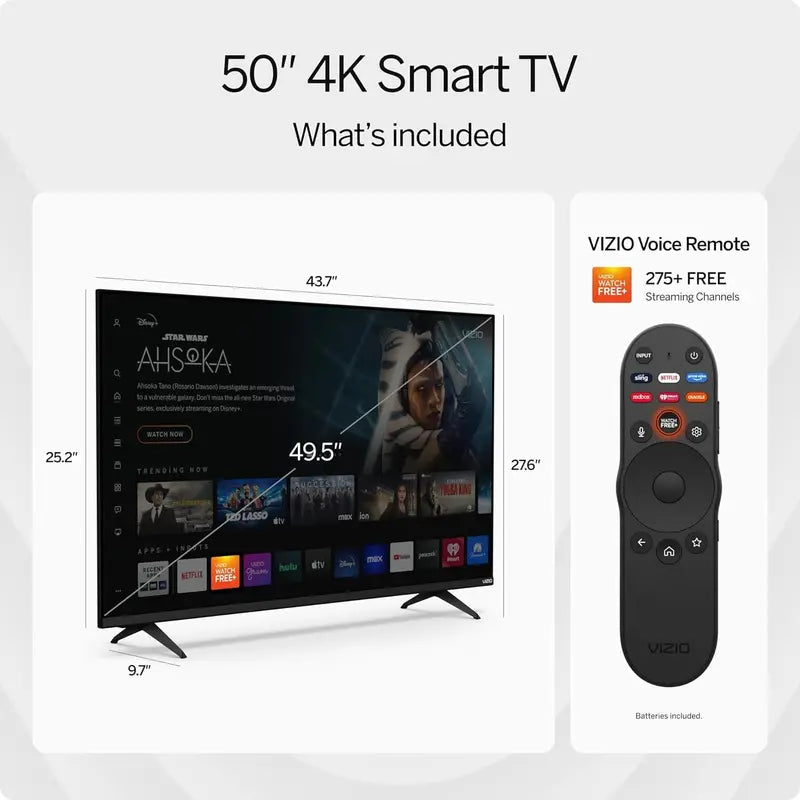 Refurbished VIZIO 50-Inch 4K HDR Smart TV – Dolby Vision, HDR10+, WiFi 6 Connectivity