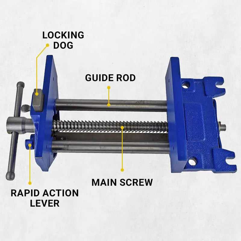Yost Vises M10WW 10-Inch Rapid Action Woodworking Vise, Cast Iron, Chrome-Plated Handle, Steel Guide Rails