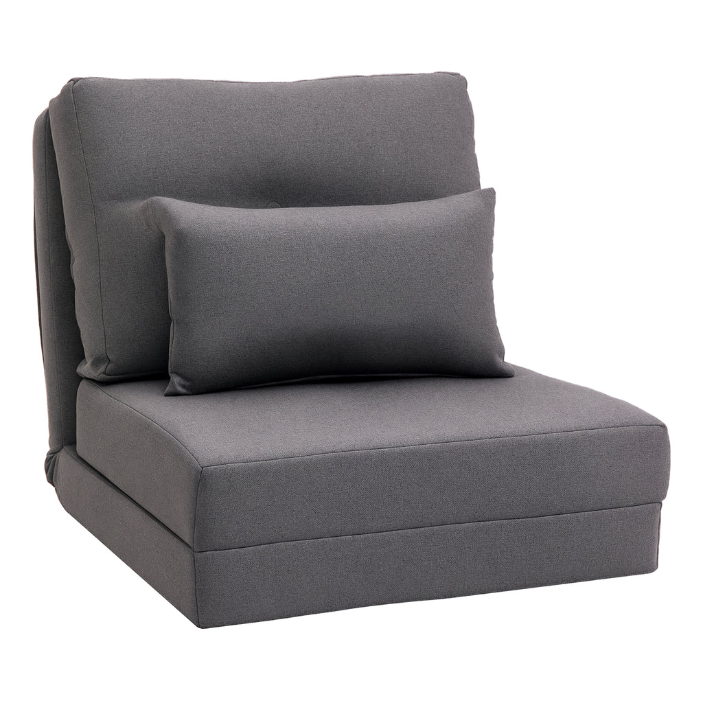 HOMCOM Bodensessel Klappmatratze Schlafmatte, 2-in-1-Design, abnehmbares Kissen, 60 x 80 x 56 cm, Dunkelgrau