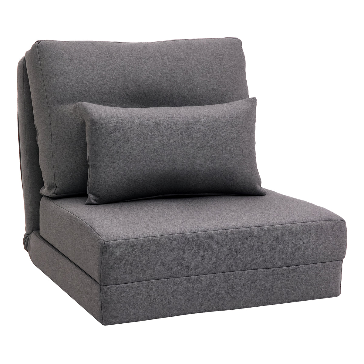 HOMCOM Bodensessel Klappmatratze Schlafmatte, 2-in-1-Design, abnehmbares Kissen, 60 x 80 x 56 cm, Dunkelgrau
