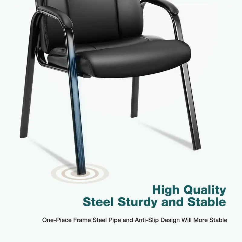 OLIXIS Ergonomic Reception Chairs Set of 4 – Black PU Leather, Metal Frame, Comfortable & Durable for Office & Waiting Room