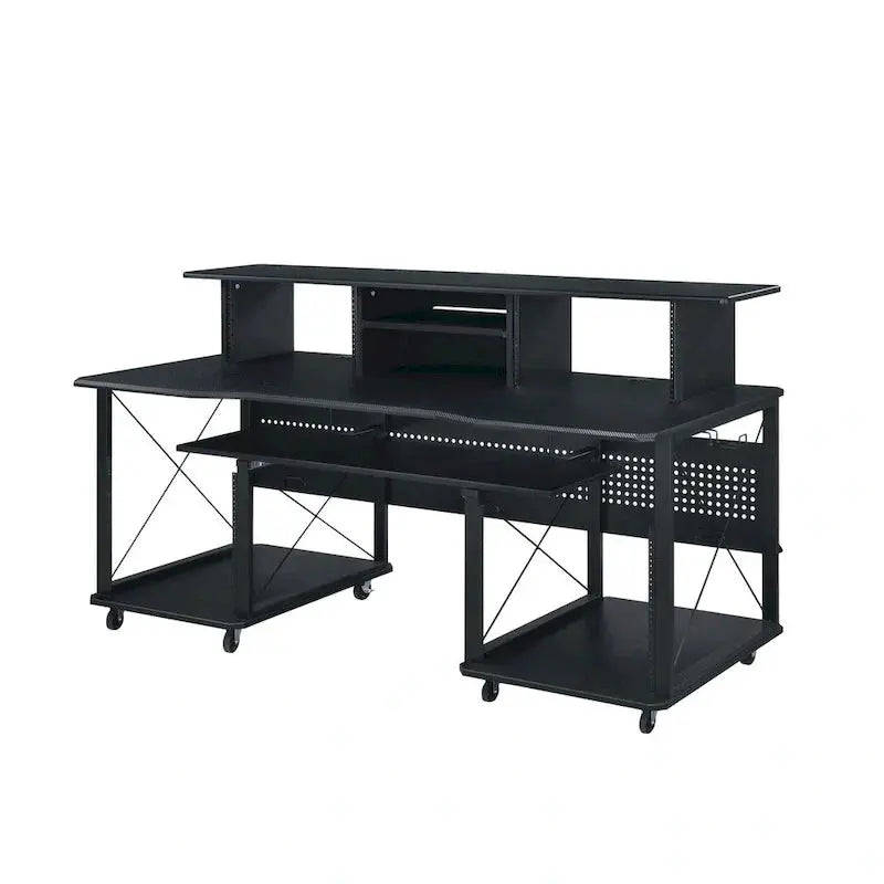 Mobile Rectangular Music Desk – 8 Swivel Casters + Dedicated Keyboard Tray