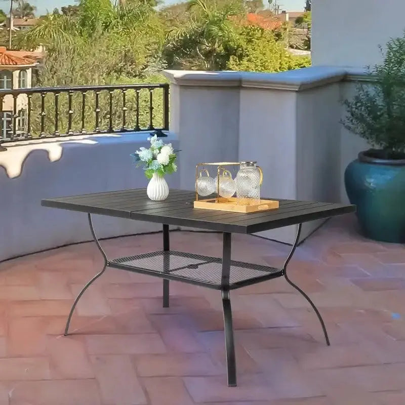 Wrought Iron Patio Dining Table – 59″ Rectangular Outdoor Surface