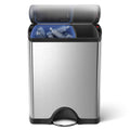 simplehuman Stainless Steel 46L Rectangular Recycling Step Trash Can Brushed