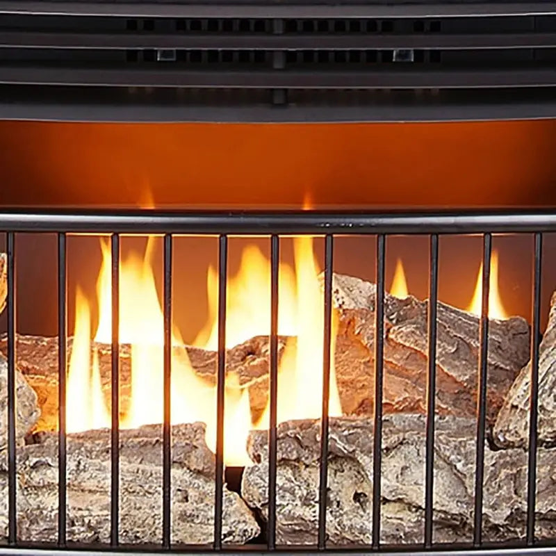 Vent-Free Dual-Fuel Freestanding Fireplace – 25,000 BTU with Built-In Thermostat