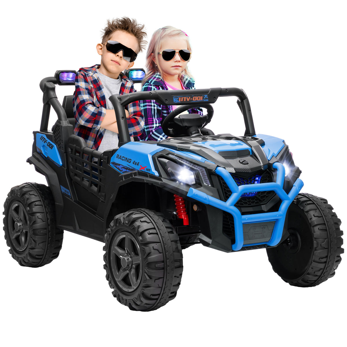 AIYAPLAY Elektroauto für Kinder 24V 2 Sitze mit Fernbedienung und 3 Geschwindigkeiten,Alter 3-8 Jahre, Blau
