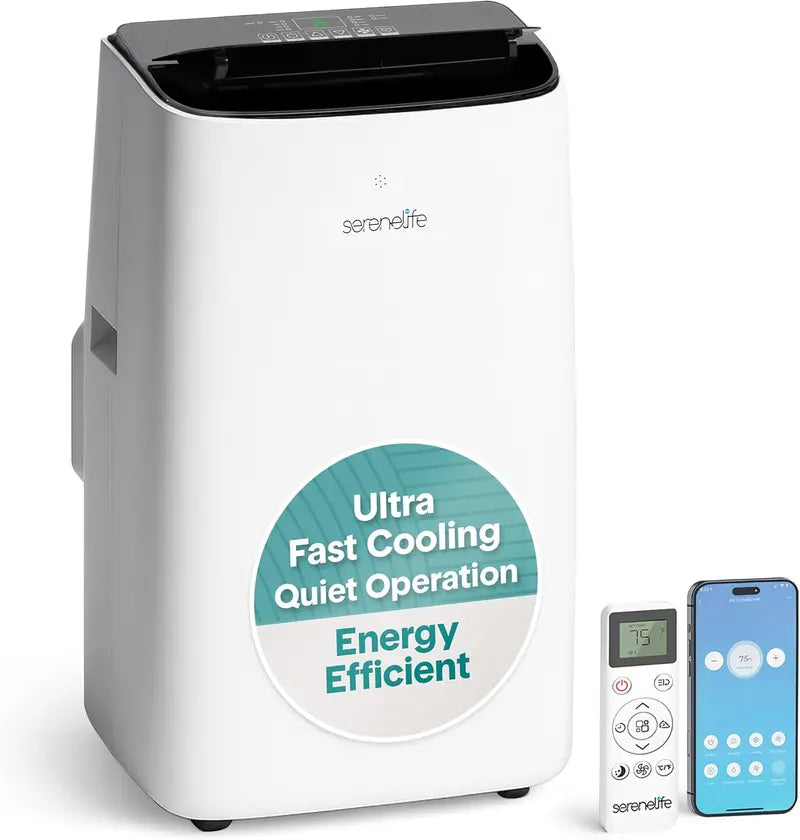 SereneLife 12,000 BTU Portable AC – Built-in Dehumidifier & Exhaust Kit for Rooms up to 550 Sq. Ft.