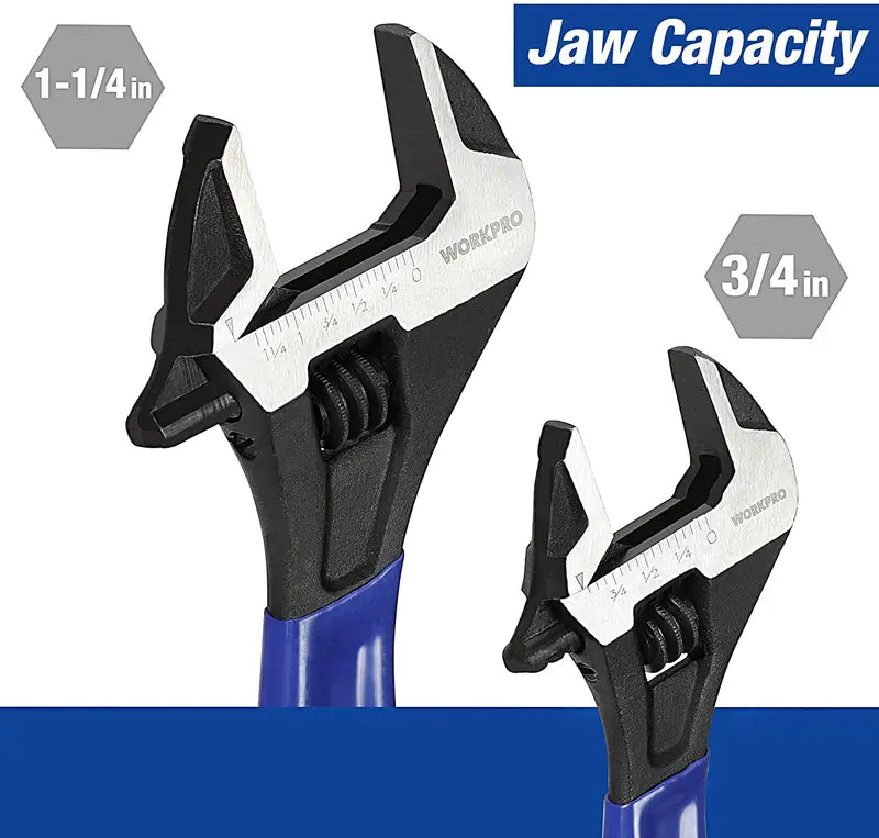 WORKPRO Adjustable Wrench Set – 2-Piece Professional Tool Kit for Home, Garage & Workshop Use