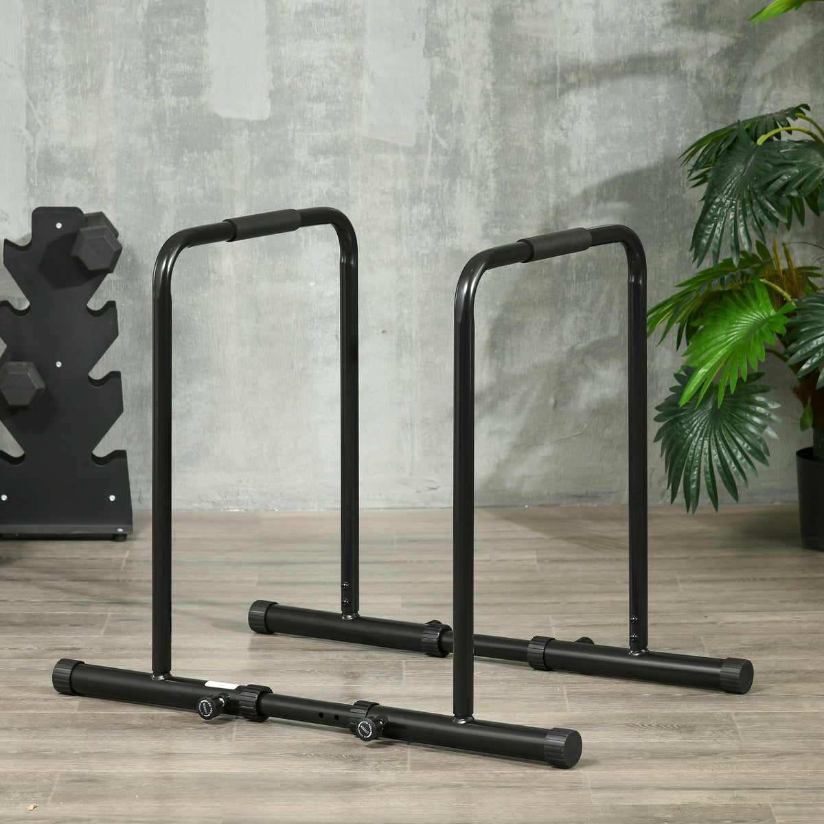 SPORTNOW Dip Bar aus verstellbarem Stahl mit 6 verstellbaren Längen, 90-102x65x80-90 cm, Schwarz