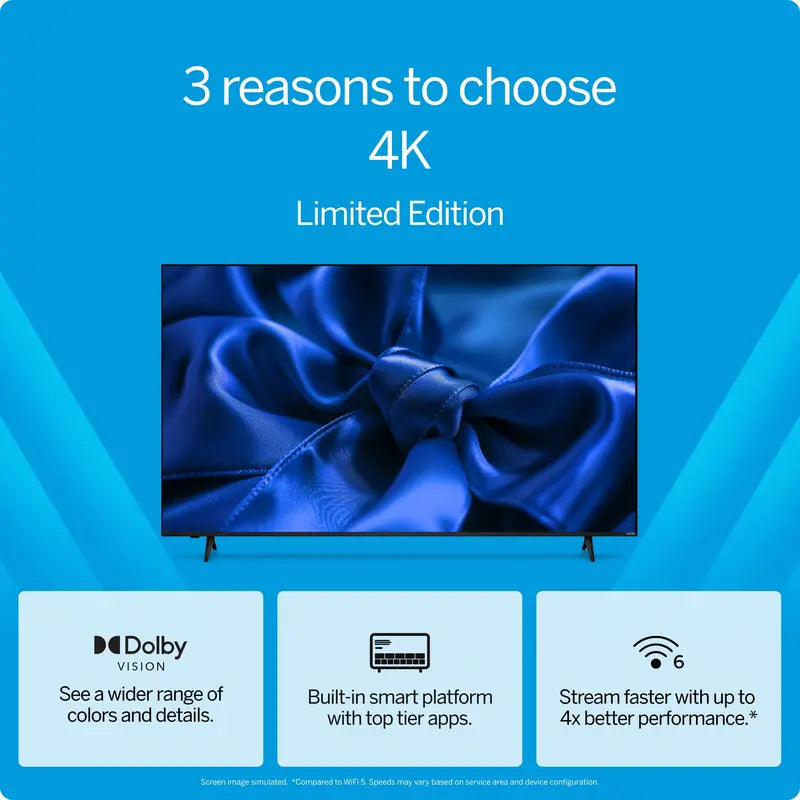 VIZIO 50″ 4K HDR Smart LED TV with Dolby Vision, WiFi 6, Bluetooth, Smart Home – V4K50S-0809