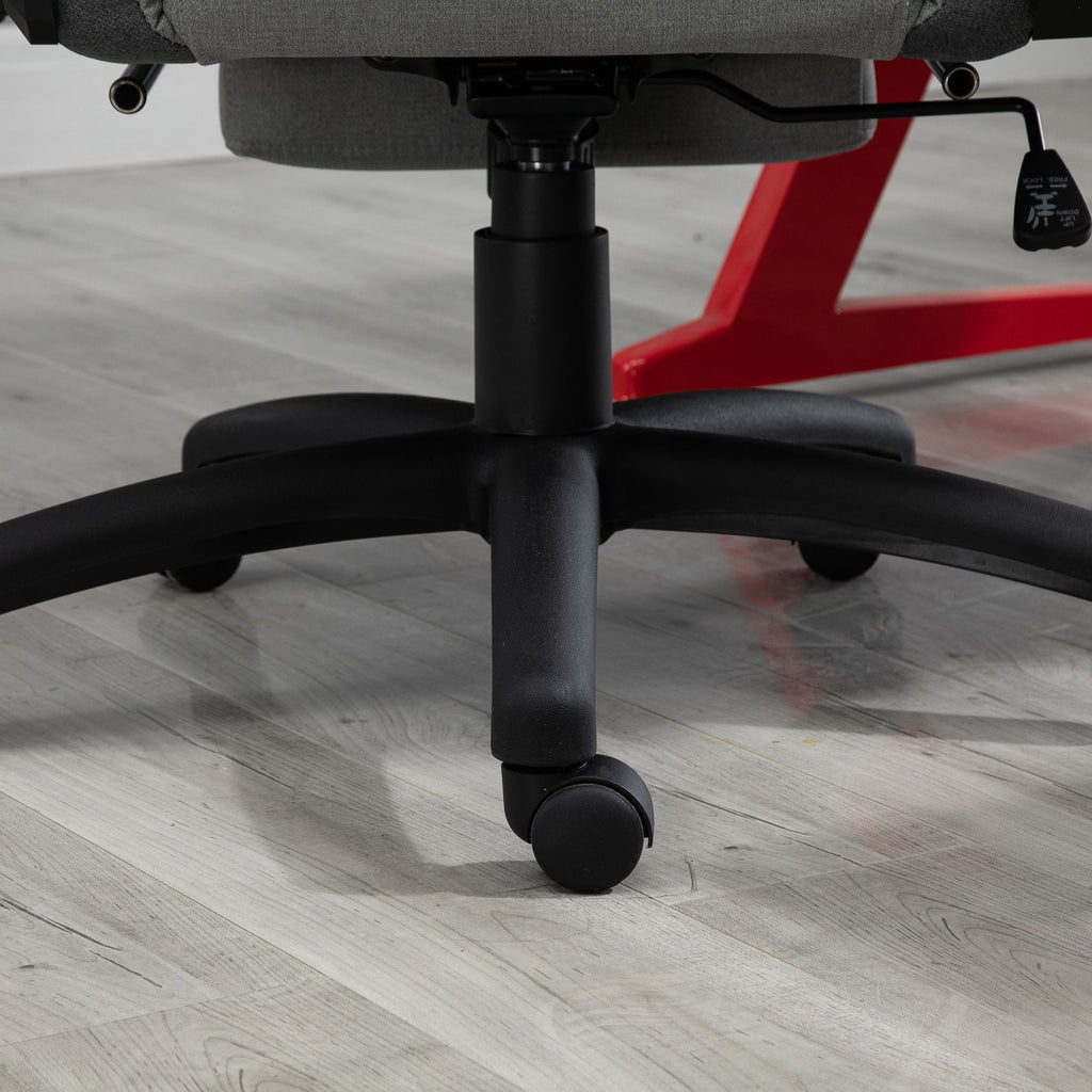 Vinsetto Bürostuhl Computerstuhl Drehstuhl mit abnehmbarem Kopf- und Lendenkissen Wippenfunktion ergonomischer Schreibtischstuhl drehbar höhenverstellbar mit Fußstütze PP Grau 73x57x127-135 cm