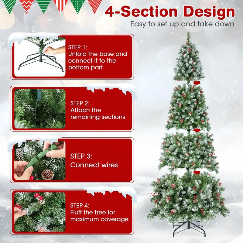 Pre-Lit Christmas Tree with 8 Light Modes – Adjustable Brightness & Timer