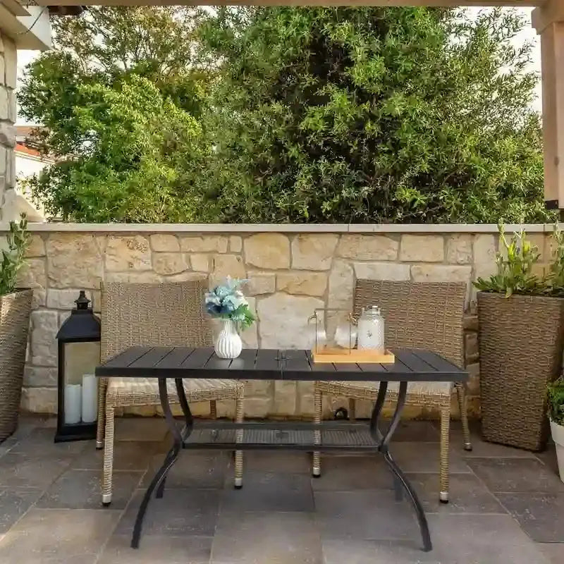 Wrought Iron Patio Dining Table – 59″ Rectangular Outdoor Surface