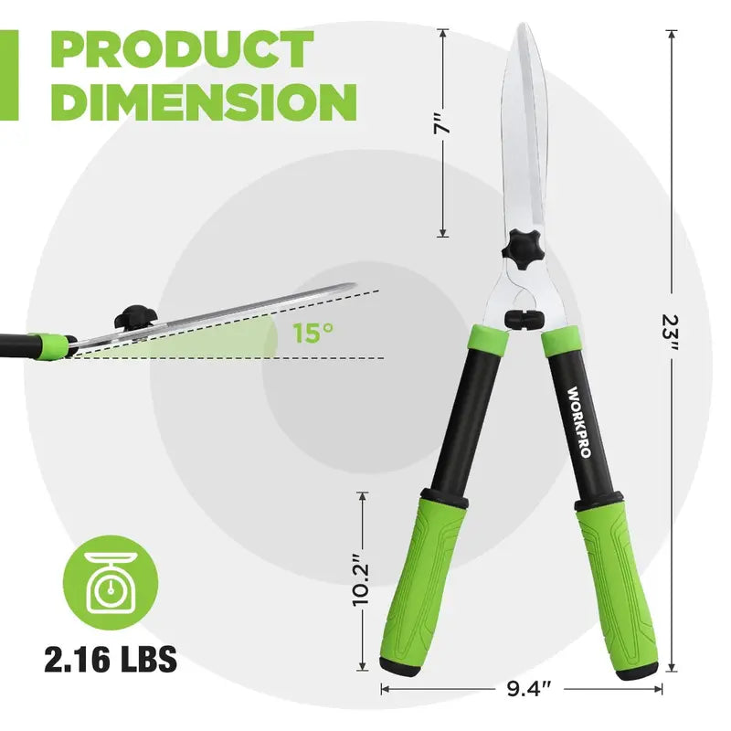 WORKPRO 23-Inch Manual Hedge Shears – Professional-Grade Trimming Tool