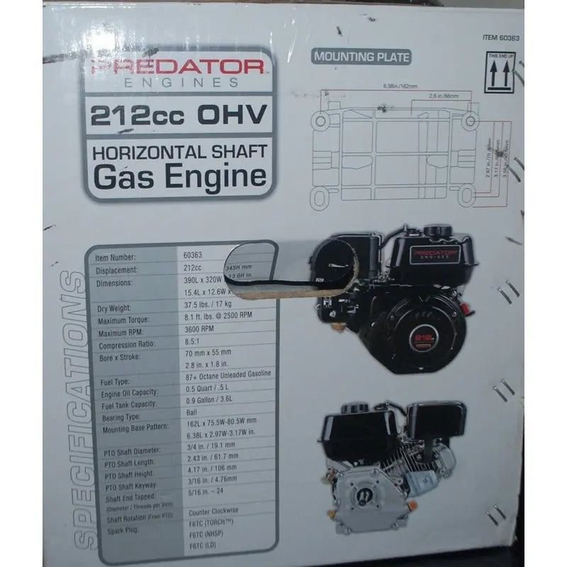 Predator 6.5 HP Horizontal Shaft Engine – 212cc Commercial-Grade Power Unit