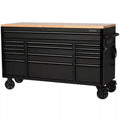 Premium 61″ Workshop Workbench – Heavy-Duty 15-Drawer Mobile Unit Featuring Solid Wood Worktop