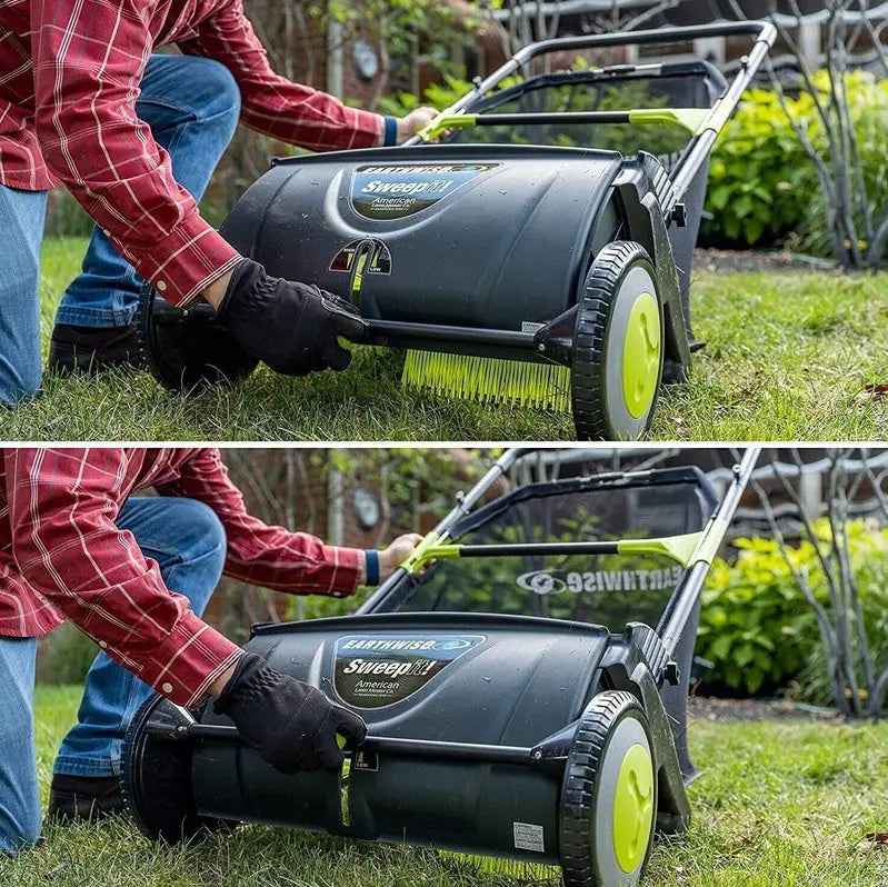 Heavy-Duty 21-Inch Manual Lawn Sweeper with 26-Gallon Collection Bag