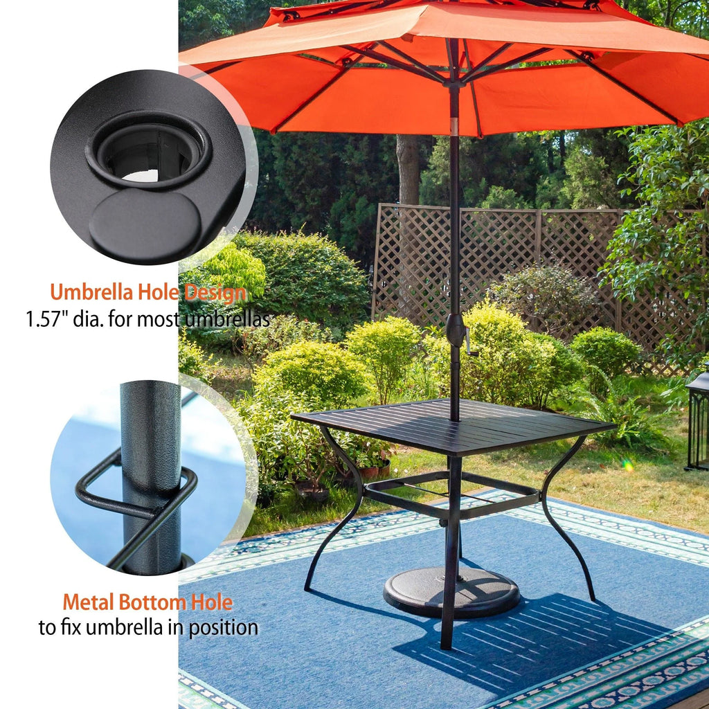 Sophia & William 37" Outdoor Square Dining Table with Steel Frame for 4 Chairs