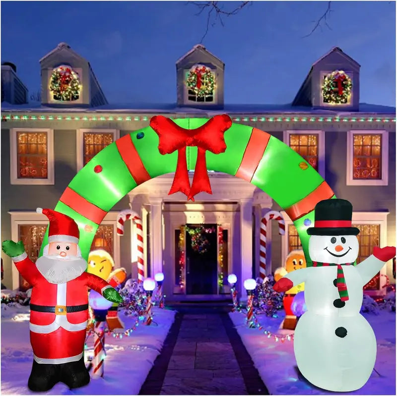 OILCUP 12FT Christmas Inflatable Archway with Santa & Snowman, Built-in LED Lights for Indoor/Outdoor Holiday Decor