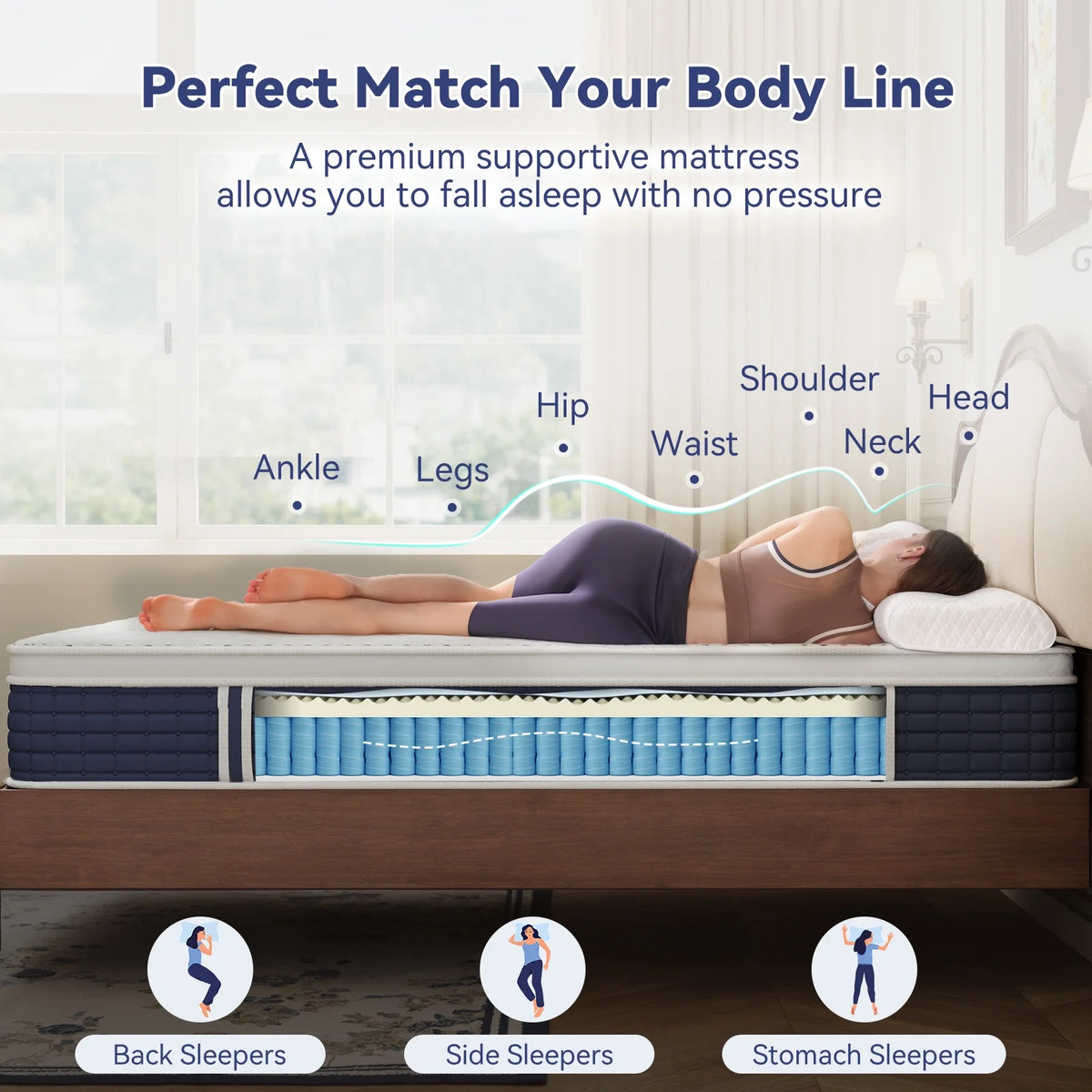 Sailvan Full Size Mattress, 12 in Memory Foam Mattress in a Box, Medium Firm Mattress Full Size with Upgrade 7 - Zone Support, Motion Isolation & Certipur - US for Pressure Relief, Black