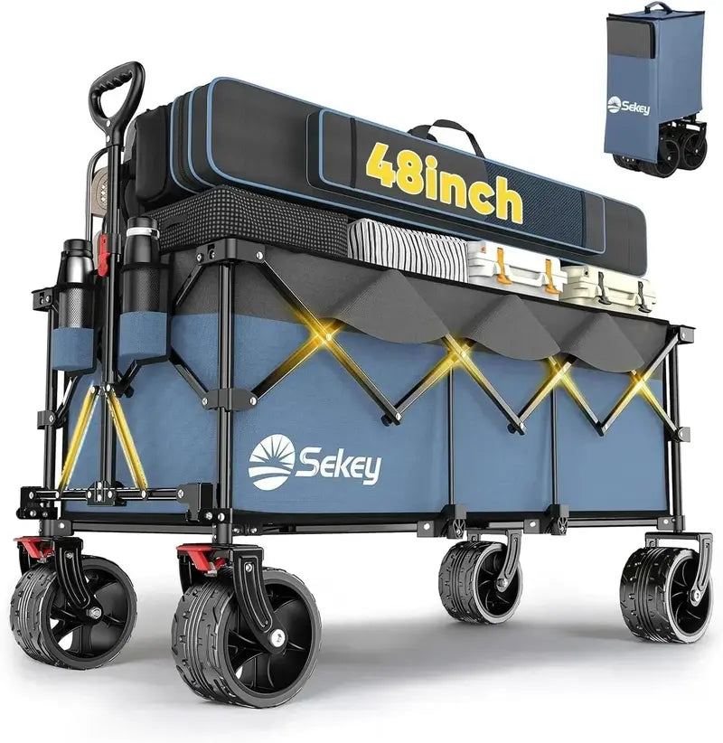 Sekey 48″ Extended Folding Travel Cart – 440 lb Load Rating, Multi-Use Garden & Transport Solution