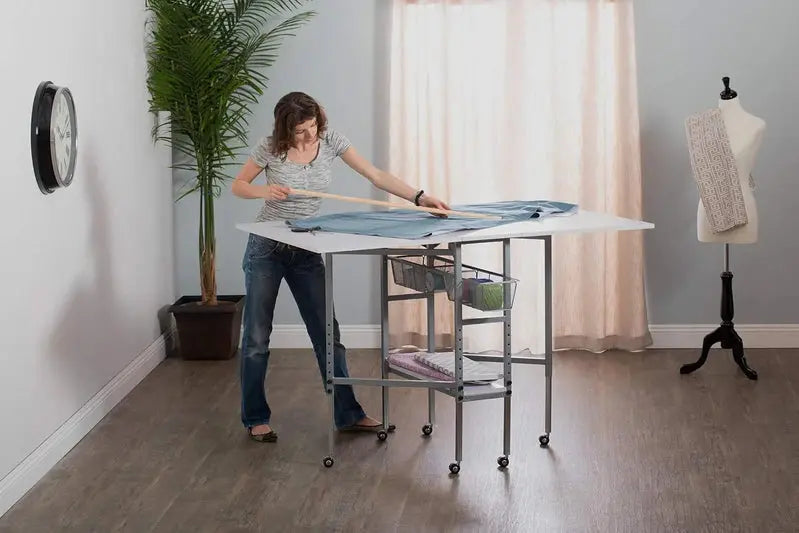 Sew Ready Hobby Cutting Table – 58.75″ × 36.5″, White/Silver Finish