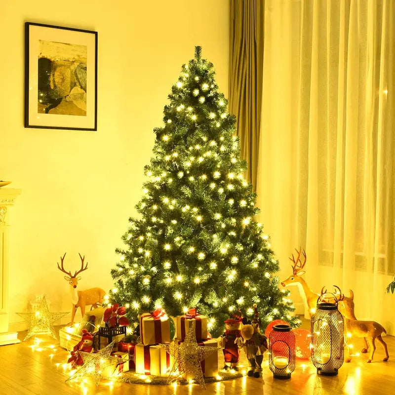 Premium Hinged Pre-Lit Artificial Spruce Christmas Tree